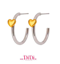 Φόρτωσε την φωτογραφία στο Gallery viewer, Σκουλαρίκια κρίκοι, ατσάλινοι δίχρωμοι, σε κίτρινο χρυσό &amp; ασημί, 0603264