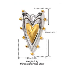 Φόρτωσε την φωτογραφία στο Gallery viewer, Κολιέ καρδιά ατσάλινη με σχέδιο, σε ασημί - κίτρινο χρυσό, 0802267