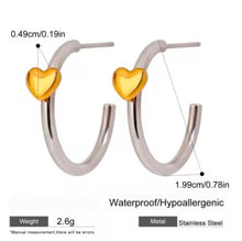 Φόρτωσε την φωτογραφία στο Gallery viewer, Σκουλαρίκια κρίκοι, ατσάλινοι δίχρωμοι, σε κίτρινο χρυσό &amp; ασημί, 0603264
