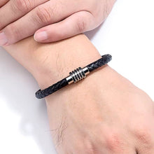 Φόρτωσε την φωτογραφία στο Gallery viewer, Βραχιόλι αντρικό, μαύρο κορδόνι με μαύρο μεταλλικό κούμπωμα, 1912251