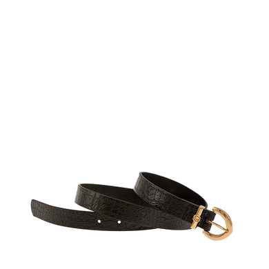 Ζώνη λεπτή κροκό, μαύρο, 24406