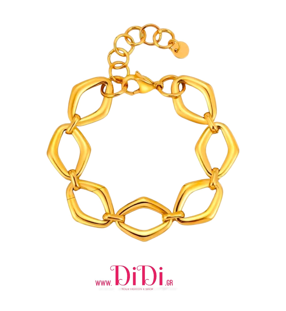 Ατσάλινο βραχιόλι αλυσίδα, σε κίτρινο χρυσό, 2010253