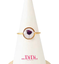 Φόρτωσε την φωτογραφία στο Gallery viewer, Δαχτυλίδι ατσάλινο φλοράλ με γυαλί, σε κίτρινο χρυσό, 1603265