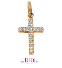 Φόρτωσε την φωτογραφία στο Gallery viewer, Σταυρός ατσάλινος με στρας, σε κίτρινο χρυσό, 2211253