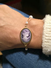 Φόρτωσε την φωτογραφία στο Gallery viewer, Βραχιόλι ατσάλινο Cameo πράσινο 18mm x 25mm, με πέρλες, 1111256