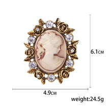 Φόρτωσε την φωτογραφία στο Gallery viewer, Καρφίτσα Καμέο (Cameo) ρετρό, μπρονζέ με λευκές πέτρες, 2411257