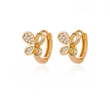 Φόρτωσε την φωτογραφία στο Gallery viewer, Σκουλαρίκια κρίκοι ατσάλινοι  με πεταλούδα, κίτρινο χρυσό, 1103262G