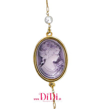 Φόρτωσε την φωτογραφία στο Gallery viewer, Βραχιόλι ατσάλινο Cameo μοβ 18mm x 25mm, με πέρλες, 1111258