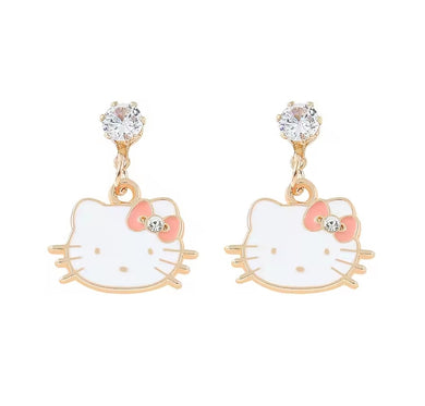 Σκουλαρίκια παιδικά zinc alloy, Hello Kitty ροζ, 2506252