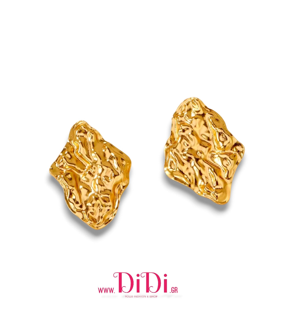 Ατσάλινα σκουλαρίκια καρφάκι, κίτρινο χρυσό, 0111259