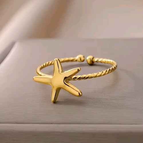 Δαχτυλίδι ατσάλινο αστερίας, σε κίτρινο χρυσό, 2208252