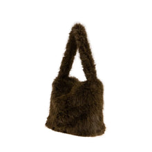 Φόρτωσε την φωτογραφία στο Gallery viewer, Τσάντα ώμου γούνινη, λαδί, 24324
