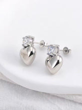 Φόρτωσε την φωτογραφία στο Gallery viewer, Σκουλαρίκια ατσάλινα 316L καρδιές καρφάκι, ασημί, 0603261S