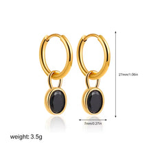 Φόρτωσε την φωτογραφία στο Gallery viewer, Σκουλαρίκια κρίκοι ατσάλινοι με μαύρο κρύσταλλο που αφαιρείται, σε κίτρινο χρυσό, 0403265