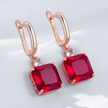 Φόρτωσε την φωτογραφία στο Gallery viewer, Σκουλαρίκια κρίκος με μπλε ζιργκόν, σε ροζ χρυσό, 2811251