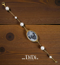 Φόρτωσε την φωτογραφία στο Gallery viewer, Βραχιόλι ατσάλινο Cameo μαύρο 18mm x 25mm, με πέρλες, 11112510