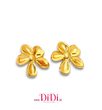 Φόρτωσε την φωτογραφία στο Gallery viewer, Ατσάλινα σκουλαρίκια καρφάκι λουλούδι, κίτρινο χρυσό, 0111254