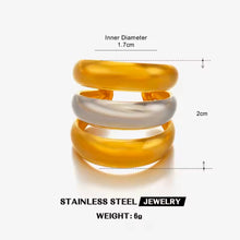 Φόρτωσε την φωτογραφία στο Gallery viewer, Δαχτυλίδι ατσάλινο ακανόνιστο σχέδιο, σε ασημί - κίτρινο χρυσό, 3010252B