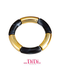 Φόρτωσε την φωτογραφία στο Gallery viewer, Βραχιόλι ελαστικό με ακριλικές χάντρες, μαύρο - χρυσό, 1610259