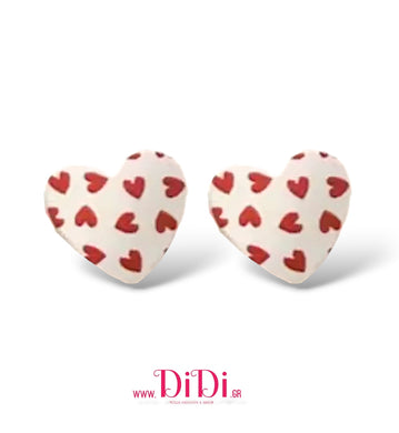 Σκουλαρίκια καρφάκι, καρδιές ακριλικές, κόκκινες καρδιές, 30102511
