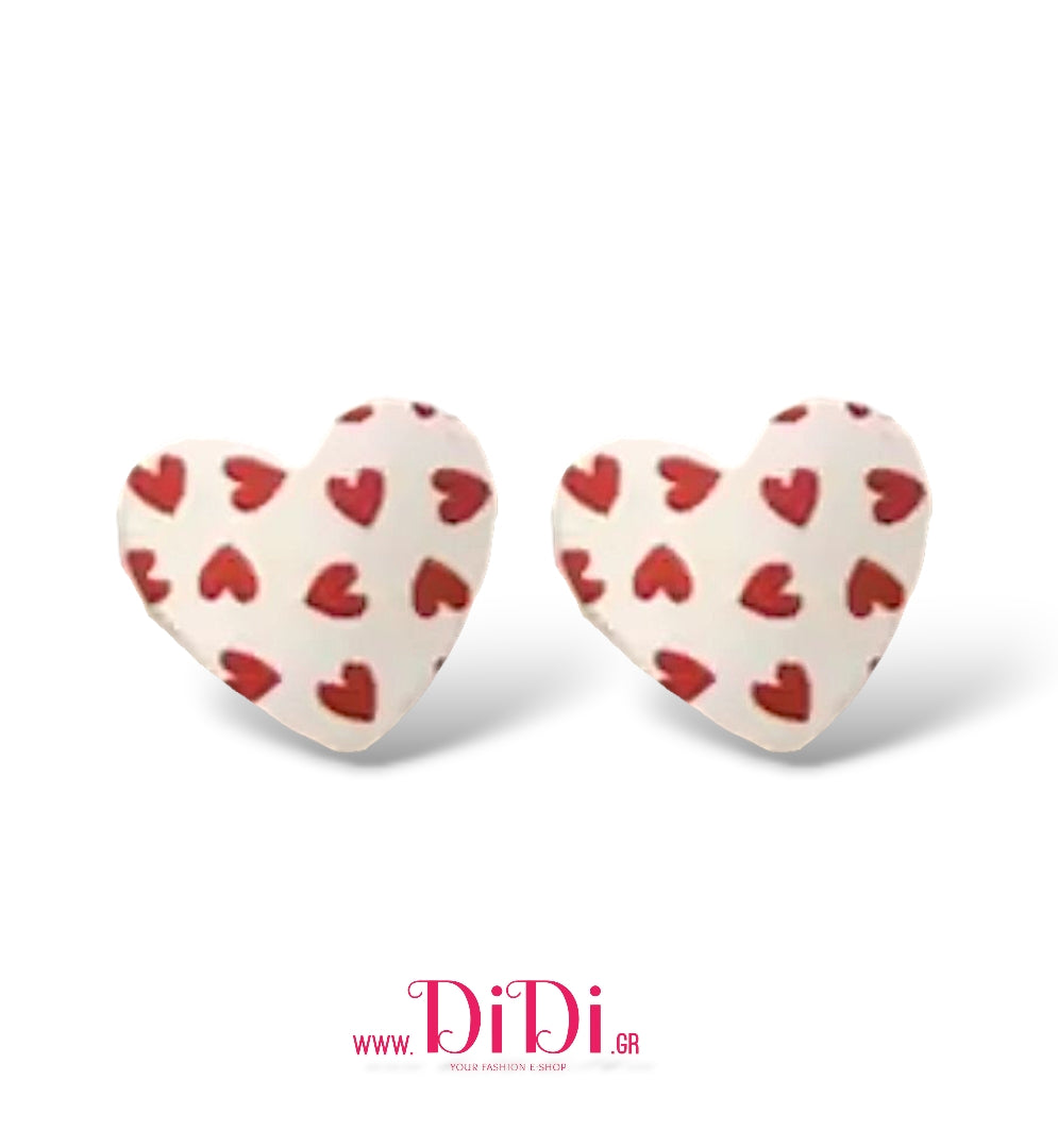 Σκουλαρίκια καρφάκι, καρδιές ακριλικές, κόκκινες καρδιές, 30102511