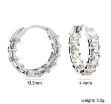 Φόρτωσε την φωτογραφία στο Gallery viewer, Σκουλαρίκια κρίκοι ατσάλινοι 2cm στρογγυλά με καρφωτά λευκά στρας, ασημί, 21112513S