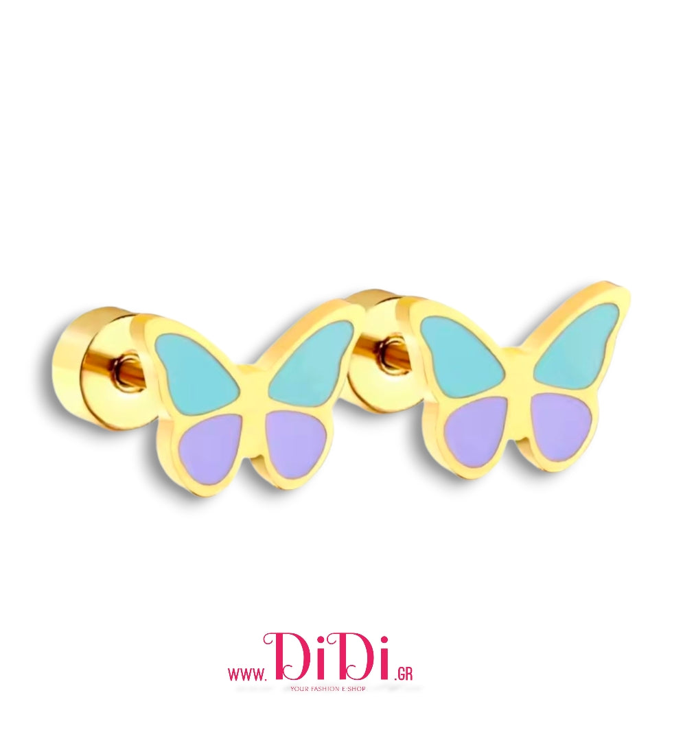 Σκουλαρίκια ατσάλινα βιδωτά, μαργαρίτες μαδημένες με κίτρινο σμάλτο, σε κίτρινο χρυσό, 0511256