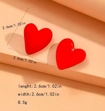 Φόρτωσε την φωτογραφία στο Gallery viewer, Σκουλαρίκια καρφάκι, καρδιές ακριλικές, κόκκινες, 2301261