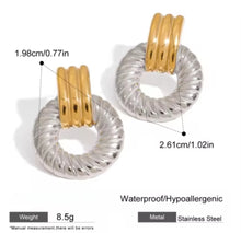 Φόρτωσε την φωτογραφία στο Gallery viewer, Ατσάλινα σκουλαρίκια καρφάκι, σε  ασημί - κίτρινο χρυσό, 1002262