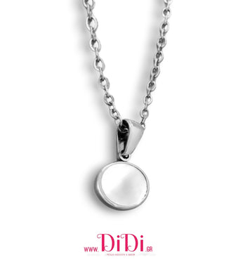 Κολιε ατσάλινο 316L κύκλος με φίλντισι, σε ασημί, 0511255S