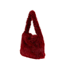 Φόρτωσε την φωτογραφία στο Gallery viewer, Τσάντα ώμου γούνινη, μπορντό, 24324