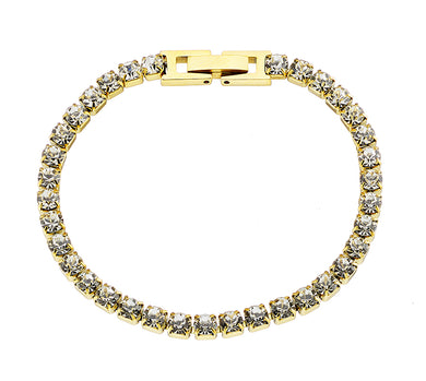 Βραχιόλι ατσάλινο Ριβιέρα με κρύσταλλα, κίτρινο χρυσό, 00965G