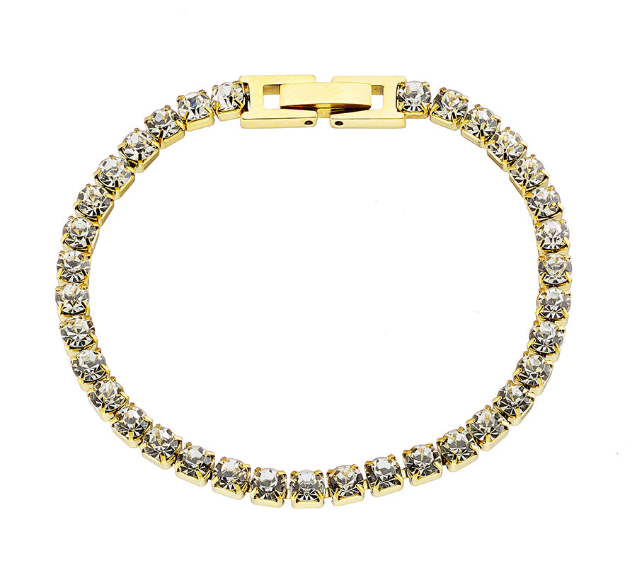 Βραχιόλι ατσάλινο Ριβιέρα με κρύσταλλα, κίτρινο χρυσό, 00965G