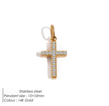Φόρτωσε την φωτογραφία στο Gallery viewer, Σταυρός ατσάλινος με στρας, σε κίτρινο χρυσό, 2211253