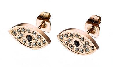 Ατσάλινα σκουλαρίκια καρφάκι μάτι, σε ροζ χρυσό, 02133R