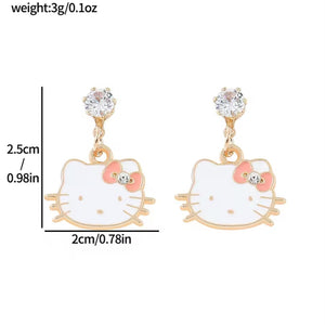 Σκουλαρίκια παιδικά zinc alloy, Hello Kitty ροζ, 2506252