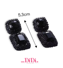 Φόρτωσε την φωτογραφία στο Gallery viewer, Σκουλαρίκια με κρύσταλλα σε ανθρακί &amp; μαύρο, 0512255
