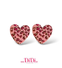 Φόρτωσε την φωτογραφία στο Gallery viewer, Σκουλαρίκια καρφάκι, καρδιές ακριλικές, σχέδιο σκούρο ροζ λεοπάρ, 30102515