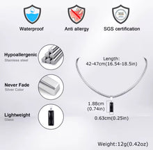 Φόρτωσε την φωτογραφία στο Gallery viewer, Κολιέ ατσάλινο unisex, μαύρη πέτρα, ασημί, 1701267