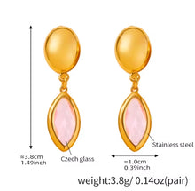 Φόρτωσε την φωτογραφία στο Gallery viewer, Σκουλαρίκια ατσάλινα κρεμαστά, κρύσταλλο Τσεχίας ροζ, 2602268