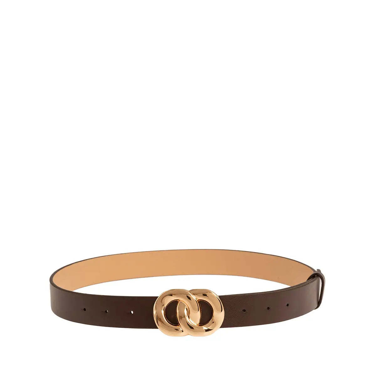 Ζώνη λεπτή διπλή αγκράφα, σοκολά, 24405