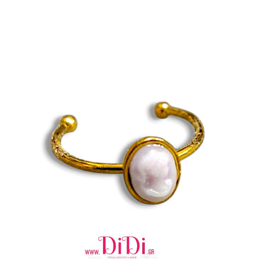 Δαχτυλίδι ατσάλινο καμέο micro 6mm x 8mm, λιλα με λευκό γυναικείο πρόσωπο, κίτρινο χρυσό, 0611257