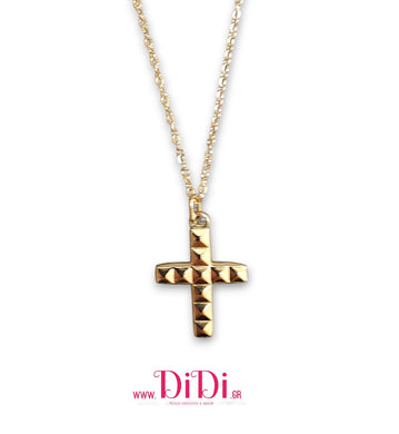 Σταυρός ατσάλινος με σχέδιο, σε κίτρινο χρυσό, 22112511
