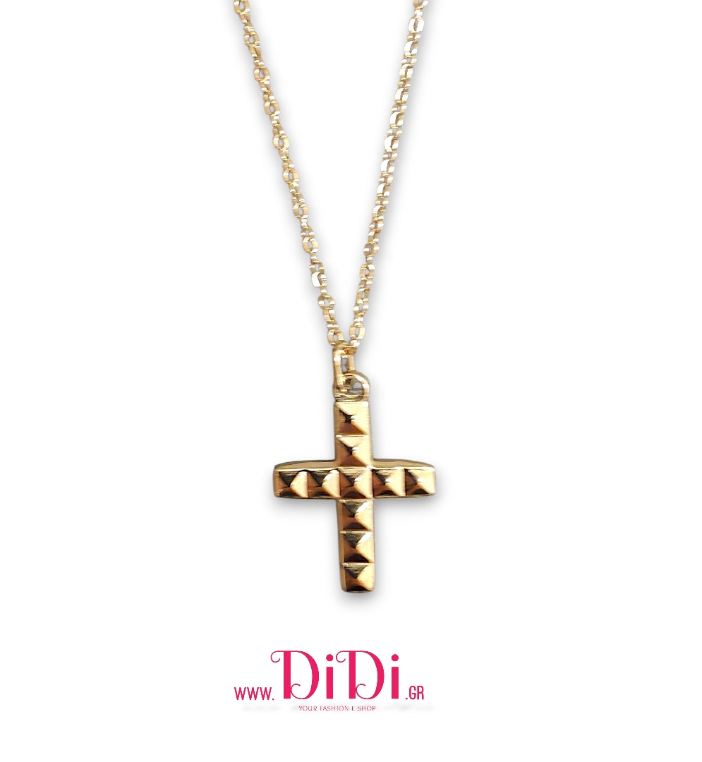 Σταυρός ατσάλινος με σχέδιο, σε κίτρινο χρυσό, 22112511
