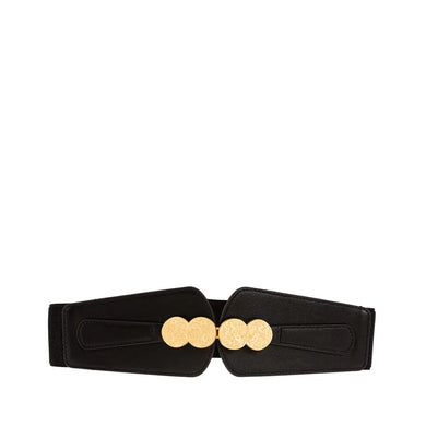 Ζώνη ελαστική φαρδιά με χρυσή αγκράφα, μαύρη, 24141