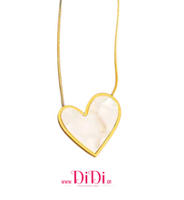 Φόρτωσε την φωτογραφία στο Gallery viewer, Κολιέ ατσάλινο, με μεγάλη λευκή καρδιά, σε κίτρινο χρυσό, 2005258W
