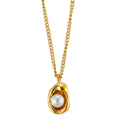 Κολιέ ατσάλινο με πέρλα, σε κίτρινο χρυσό, 07271G