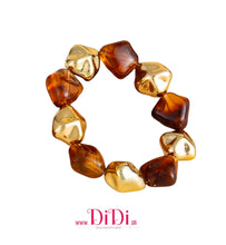 Φόρτωσε την φωτογραφία στο Gallery viewer, Βραχιόλι ακριλικές χάντρες καφέ-χρυσό, δίχρωμο, 20102515