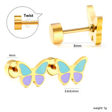 Φόρτωσε την φωτογραφία στο Gallery viewer, Σκουλαρίκια ατσάλινα βιδωτά, μαργαρίτες μαδημένες με κίτρινο σμάλτο, σε κίτρινο χρυσό, 0511256