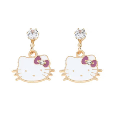 Σκουλαρίκια παιδικά zinc alloy, Hello Kitty μοβ, 2506251